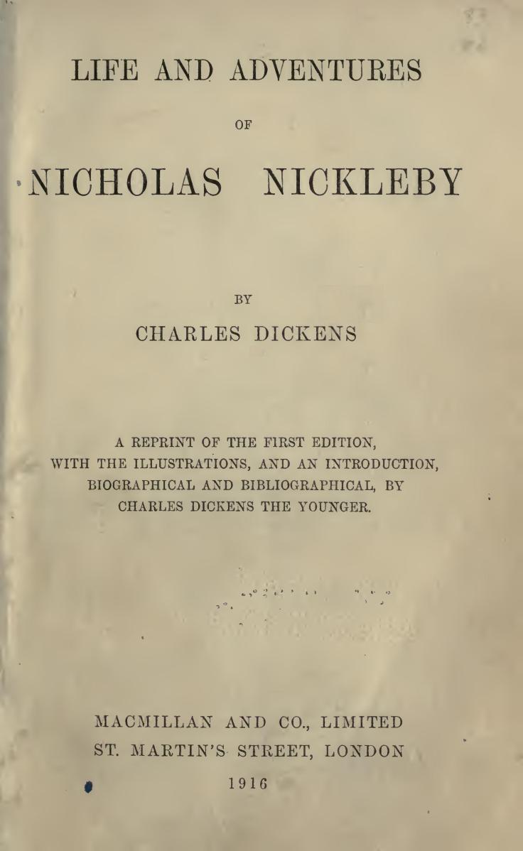 Book cover for Nicholas Nickleby