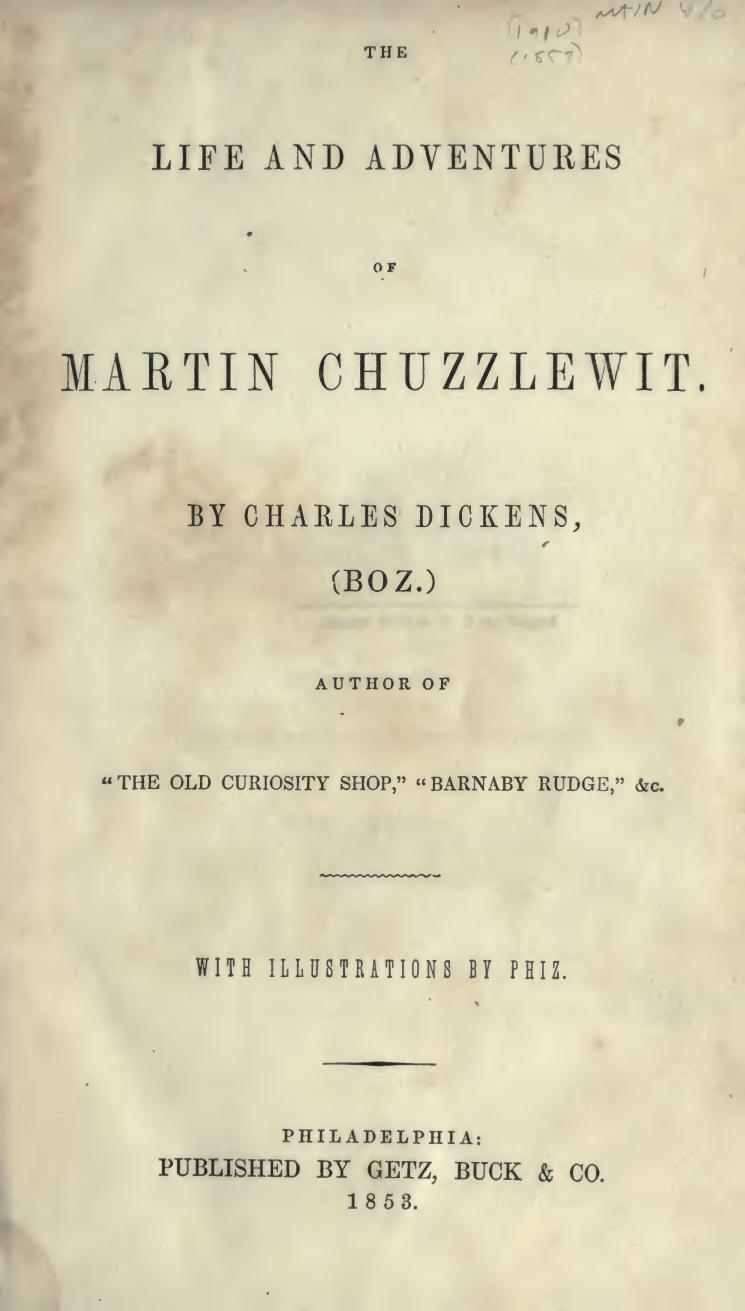 Book cover for Martin Chuzzlewit