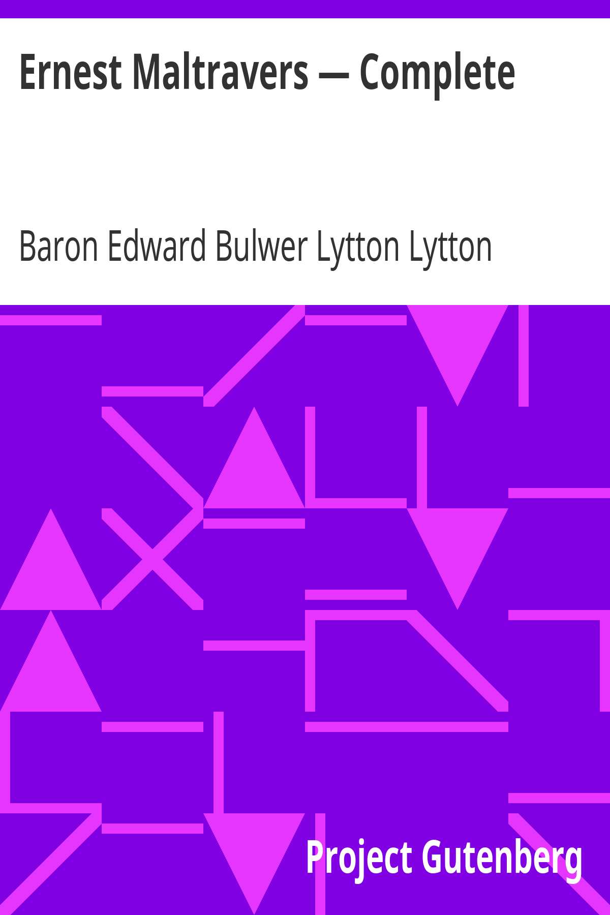 Book cover for Ernest Maltravers — Complete